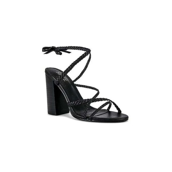 $178 NWOT RAYE Melissa Black Braided Lace Strappy Block Heel Sandals Size 7.5 - Picture 1 of 10